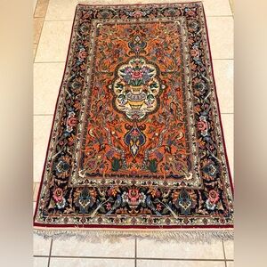Persian Wool & Silk Elegant Multicolor Oriental Rug Isfahan 5.10 x 3.8